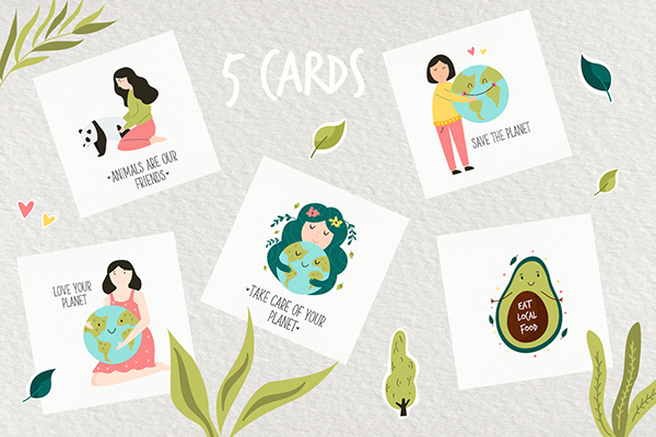 Eco stickers, card and patterns for eco lovers