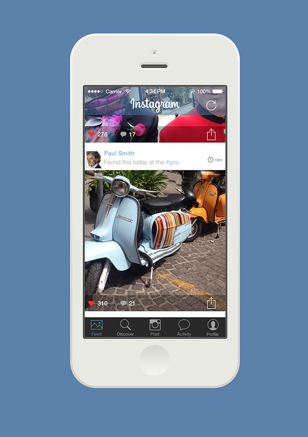 insta instagram UI ux profile social iphone mac app ios7 feed pictures share redesign flat