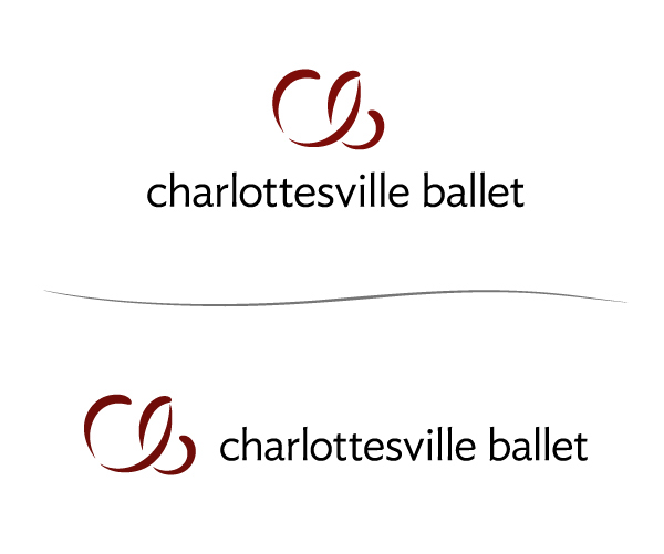 Charlottesville Ballet ballet dancer ballerina logo Charlottesville letterhead business card