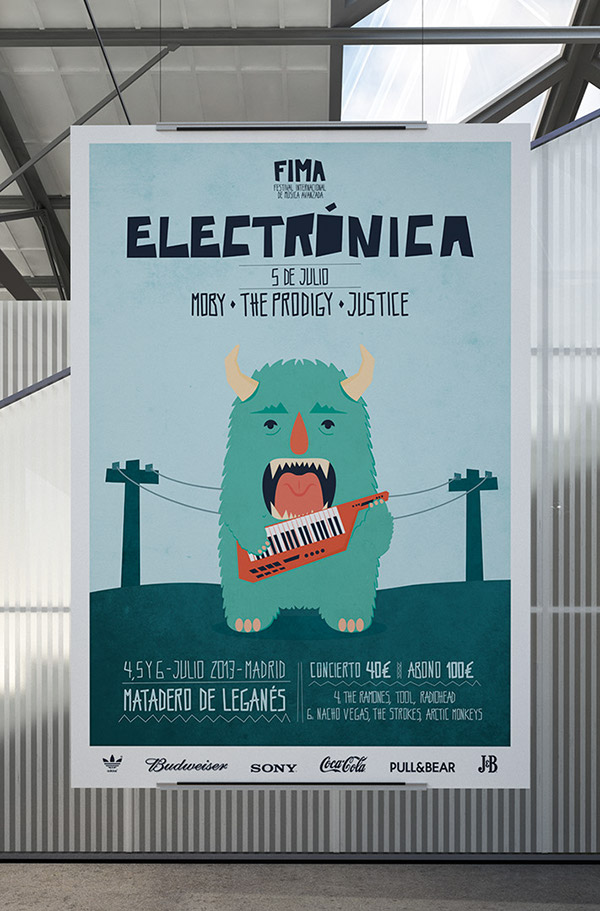 Music Festival rock indie electronic Radiohead arctic monkeys monster type design photoshop Illustrator