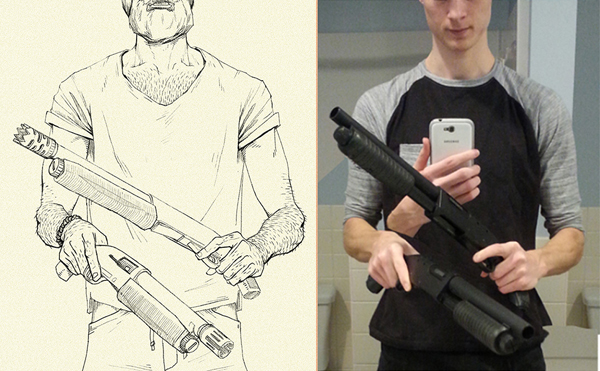 Hipster tattoos shotguns Gun mercenary hitman sociopath serial killer remington