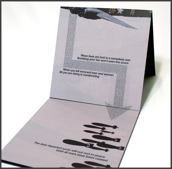accordion fold book War bombs plane grave