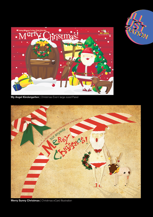 illustrations Santa Claus Christmas Reindeers vector