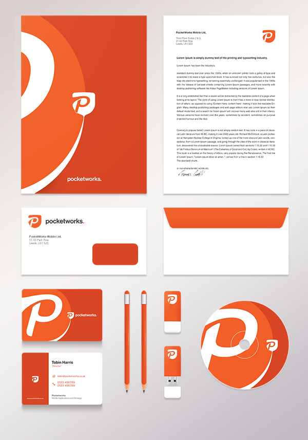 pocketworks  orange identity corporate Porsche Icon logo logodesign zagorski cards
