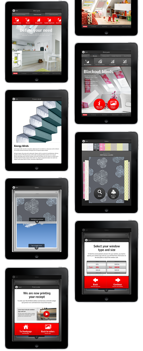 iPad Velux app user interface digital design icons menu Window