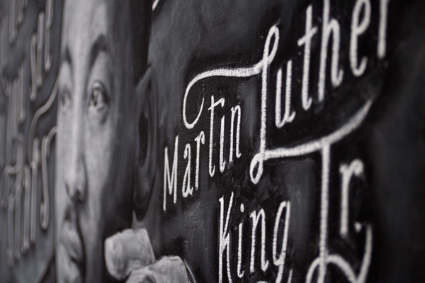 MLK Martin Luther King Jr. type HAND LETTERING lettering portrait chalk Chalk art Chalk Lettering blackboard Chalkboard dangerdust CCAD columbus