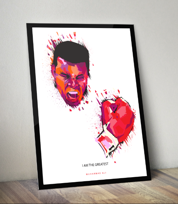 Muhammadali ali Boxing Illustrator art colour sport greatest print