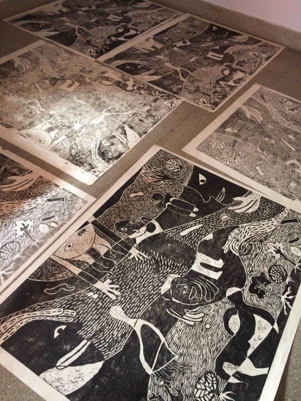 printmaking Printing print relief print linocut print rubber sheet print
