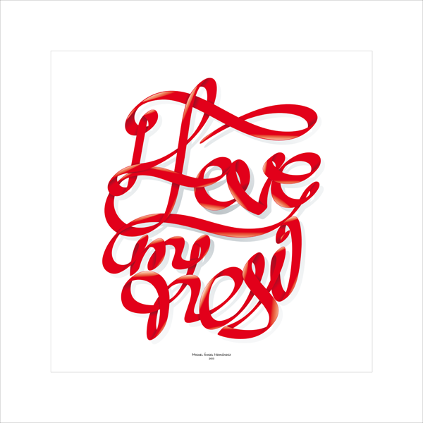 lettering I LOVE red fine art Mug  bag