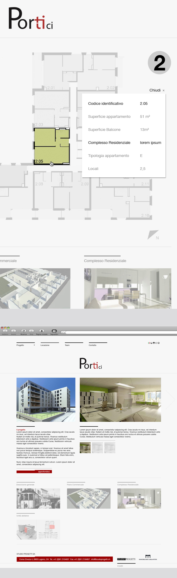 portici Webdesign Web graphic www.portici.ch immobiliare gargatini studio progetti