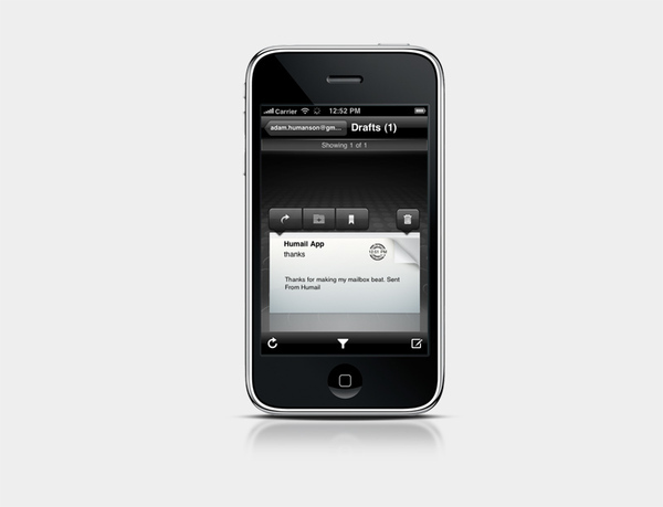 iphone app design user experiance Email Email client UI 3D User Interface Humail Humailapp