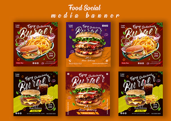 Food Social Media Banner Design, Web banner