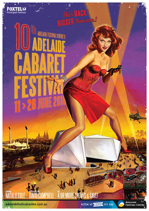 Adelaide Cabaret Festival retro art 50s fifties poster female figurative