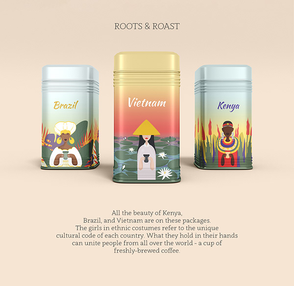 ROOTS & ROAST. Coffee bag design. Packaging