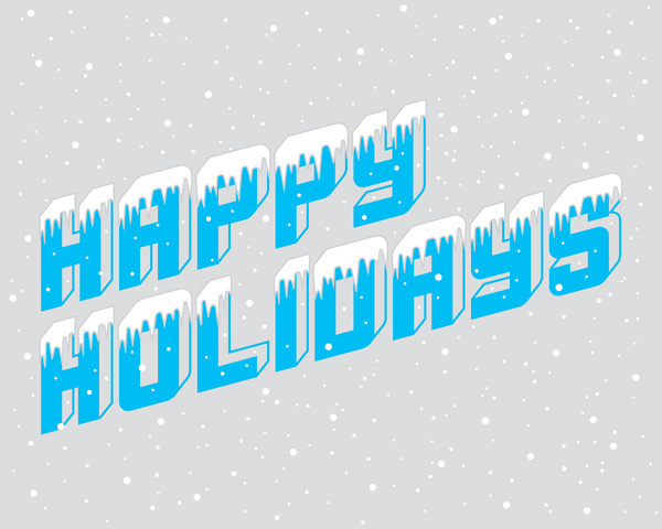 holiday cards  Happy Holidays Ice Fonts icicles ice frozen snow snowfall winter Winter weather greeting cards red blue brown silver vector Sizzling Weasel Graphix SWG SUPER RAD Super Rad Design SRD Carlos Vigil