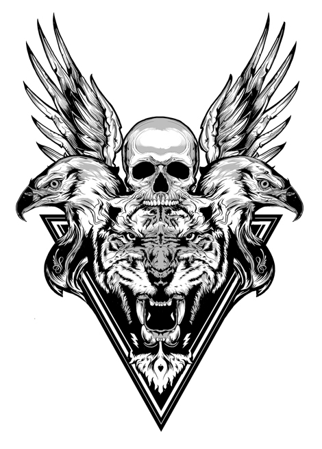 tiger snake skull guitar wings rock dark metal