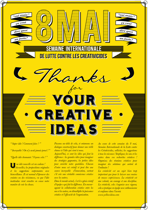 8 Mai poster yellow ideas Creativicide Creativity