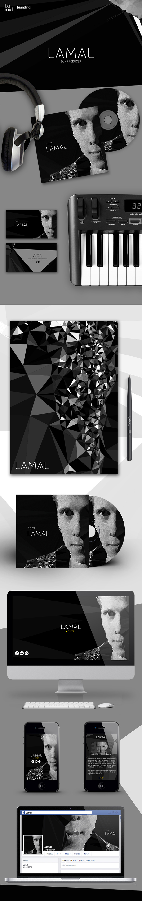 Lamal dj logo facebook cover cd cdcover polygon low polygon business Webdesign iphone soundcloud identity portrait