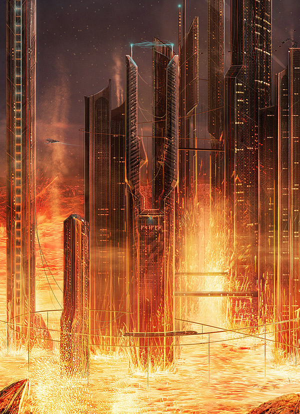 slashthree lava city future science fiction magma mars night Space  galaxy burn Hot cold stars fire