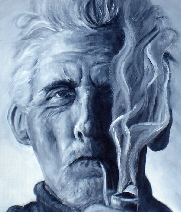 portrait old man smoking Wrinkles