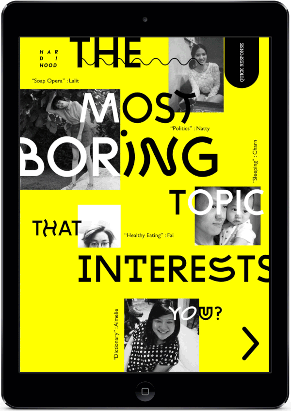 tablet iPad digital online magazine graphic design interaction concept boring hardihood