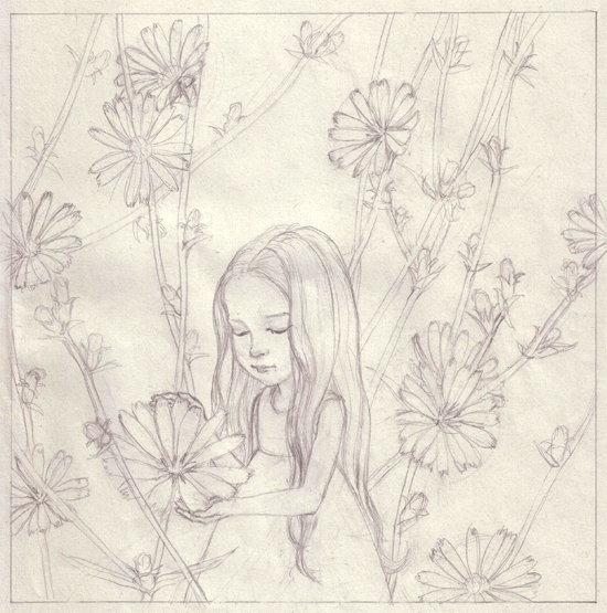 botanical illustration ILLUSTRATION  girl Herb Aquarell pencil