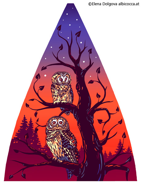 Umbrella owls are not what they seems owls  forest  night  birgs trees  moon