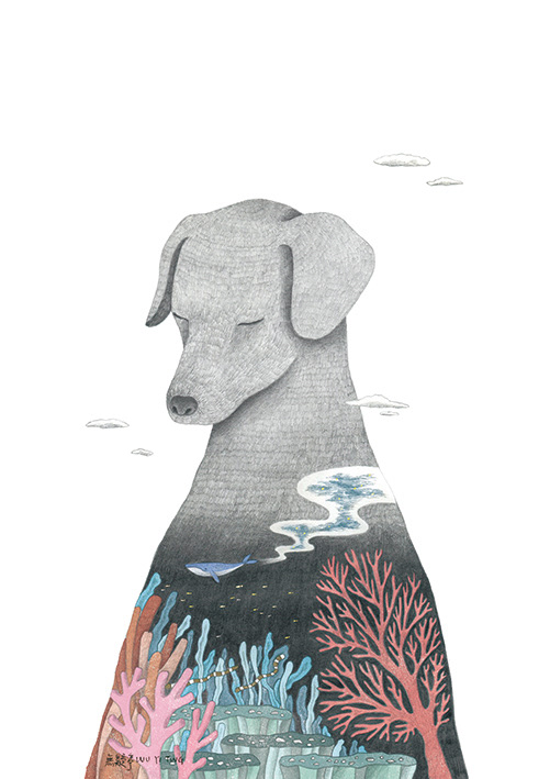 dog ILLUSTRATION  pencil dog illustration wuyiting 吳宜庭 無疑亭 Dog from sea silence