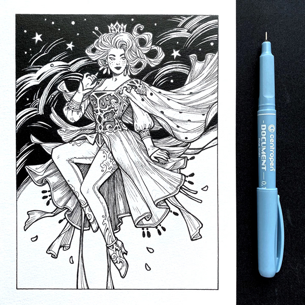 beauty fairy tale fantasy fantasy character image of maiden ink ink drawing inktober maiden traditional drawing