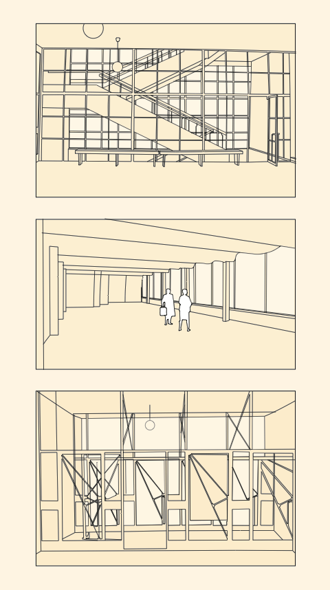 architectural Analysis Alvar Aalto Viipuri Library risd exploded axon light study Diagrammatic Study
