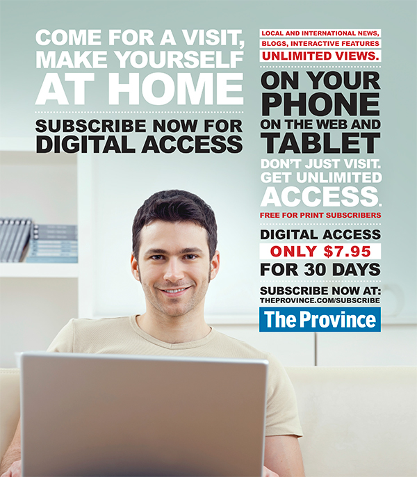 print ad Web ad banners Splash page poster digital poster digital Display The Province newspaper Digital Access campaign information vancouver