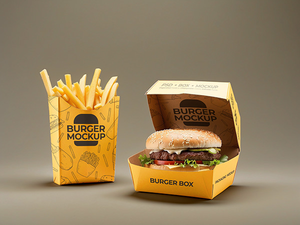 Free Burger Box Mockup PSD