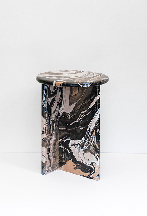 ferréol babin ecume stool Marble wood swirling