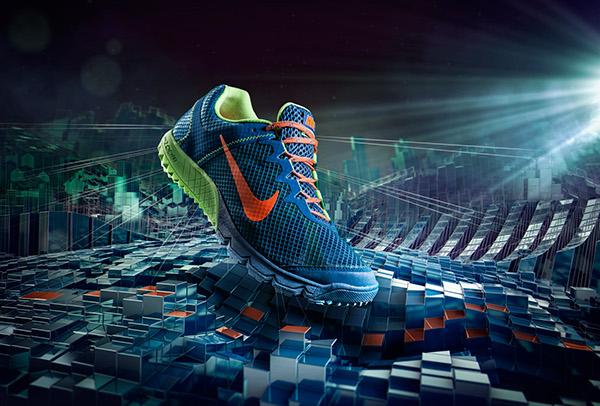 shoes Nike trail running sports footwear photoshop CGI 3D rendering apparel athletic wacom Polygons inspiration
