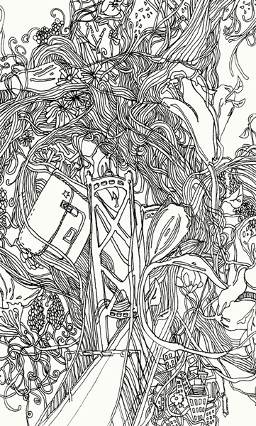 line drawing fashion illustration flower abstract digital illustration brochure Layout stem plants butterfly