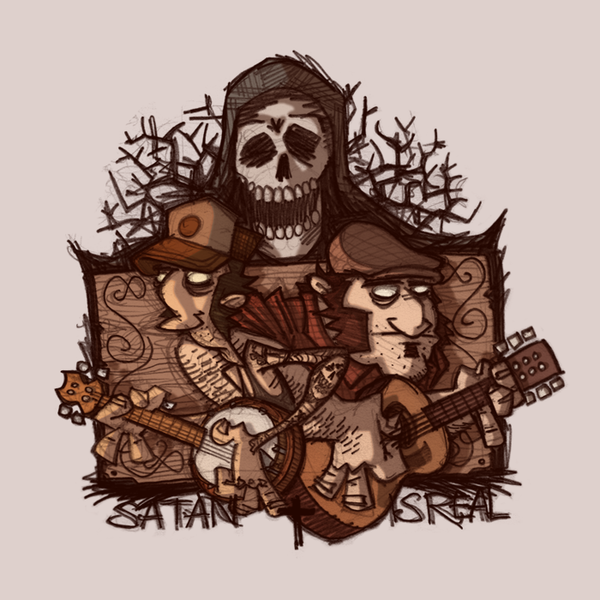 death country Banjo guitar skull skeleton brown