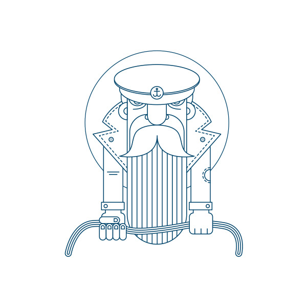captain lighthouse smoking vintage vector