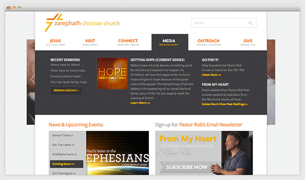 Website church Christian yellow