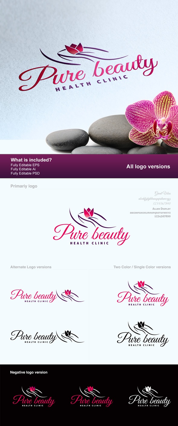 beauty  spa logo Wellness clinic delicate Health corporate identity