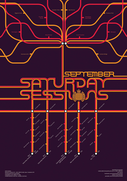 Ministry of Sound poster design type colour house dj D&AD Saturday Sessions