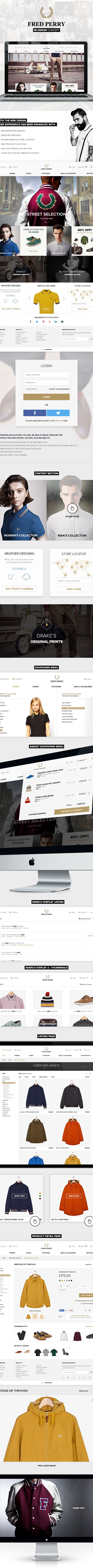 fredperry Ecommerce UI ux user experience redesign Website desktop Shopping concept fred perry shop brand psd Responsive