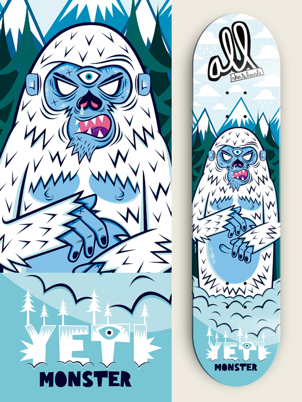 skate skateboard deck yeti Bigfoot monster