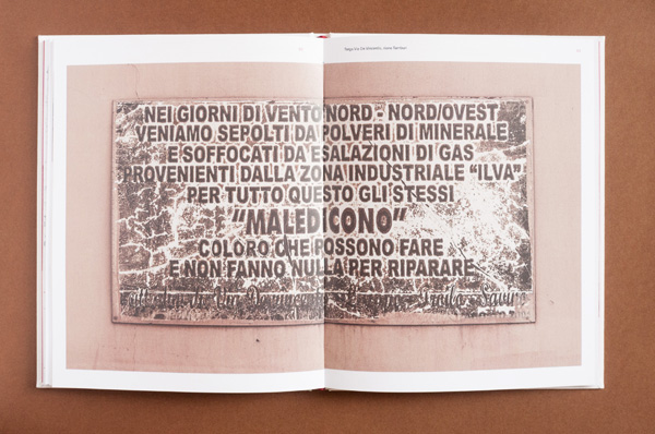 libro bianco Taranto book White hardcover hard cover infographic Glitch processing Script foundry Picture text