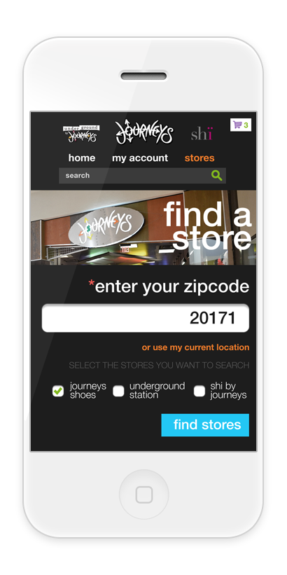 Ecommerce mobile webstore Retail footwear journeys store re-design