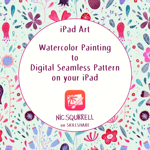 skillshare watercolor iPad surface pattern design