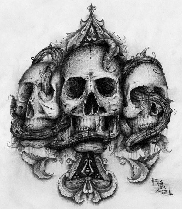 ace of spades  skulls spades illustrations timelapse