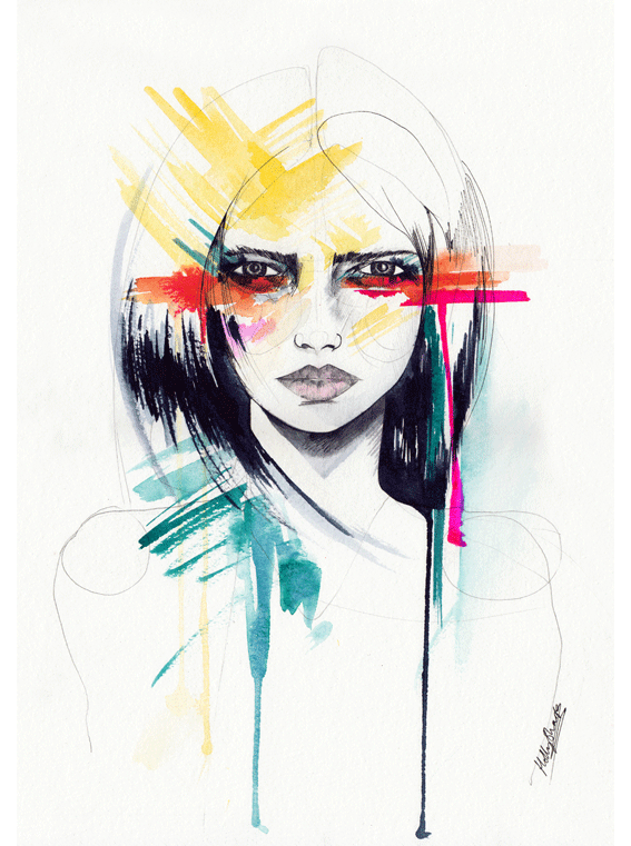 watercolour watercolor portrait Figure Drawing sketches  expressive  colourful colorful ink fashion illustration