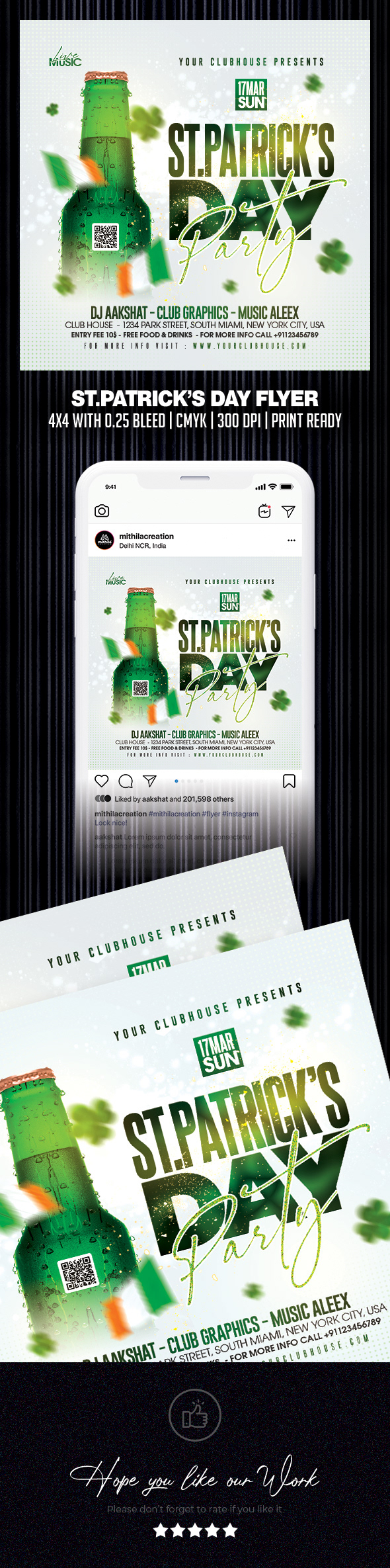 St Patricks Day st patrick's day patricks day saint patrick st patricks irish club instagram Social media post flyer