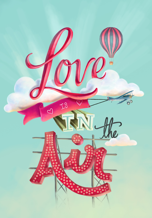mexico Love air lettering type Digital ilustration