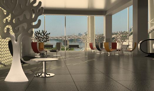visualizations Renderings 3D Studio Max interiors Office Lobby V-ray 3D Graphics 3D Rendering Render virtual world 3d design 3D Modelling light effects